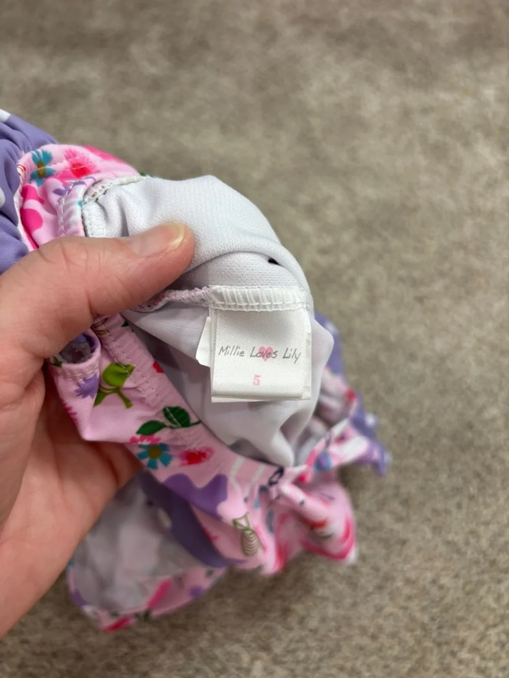 Millie Loves Lily Unicorn Ruffle One-Piece Swimsuit Little Girl Size 5